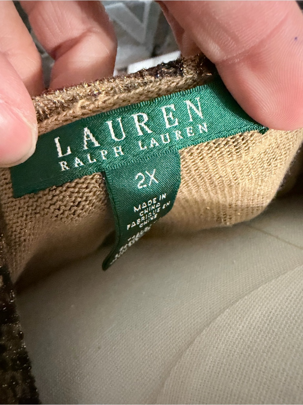 NWT Lauren Ralph Lauren 2X Metallic Paisley Long Sleeve Top - Picture 4 of 6